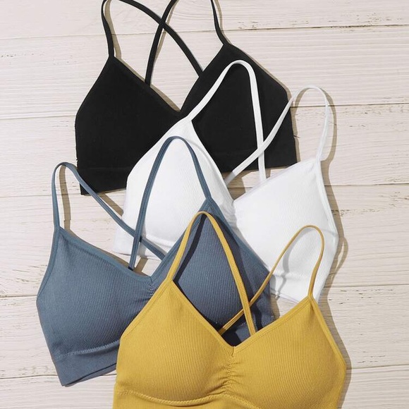 NWOT Ribbed Cross Back Bra set of 4 - Picture 2 of 8